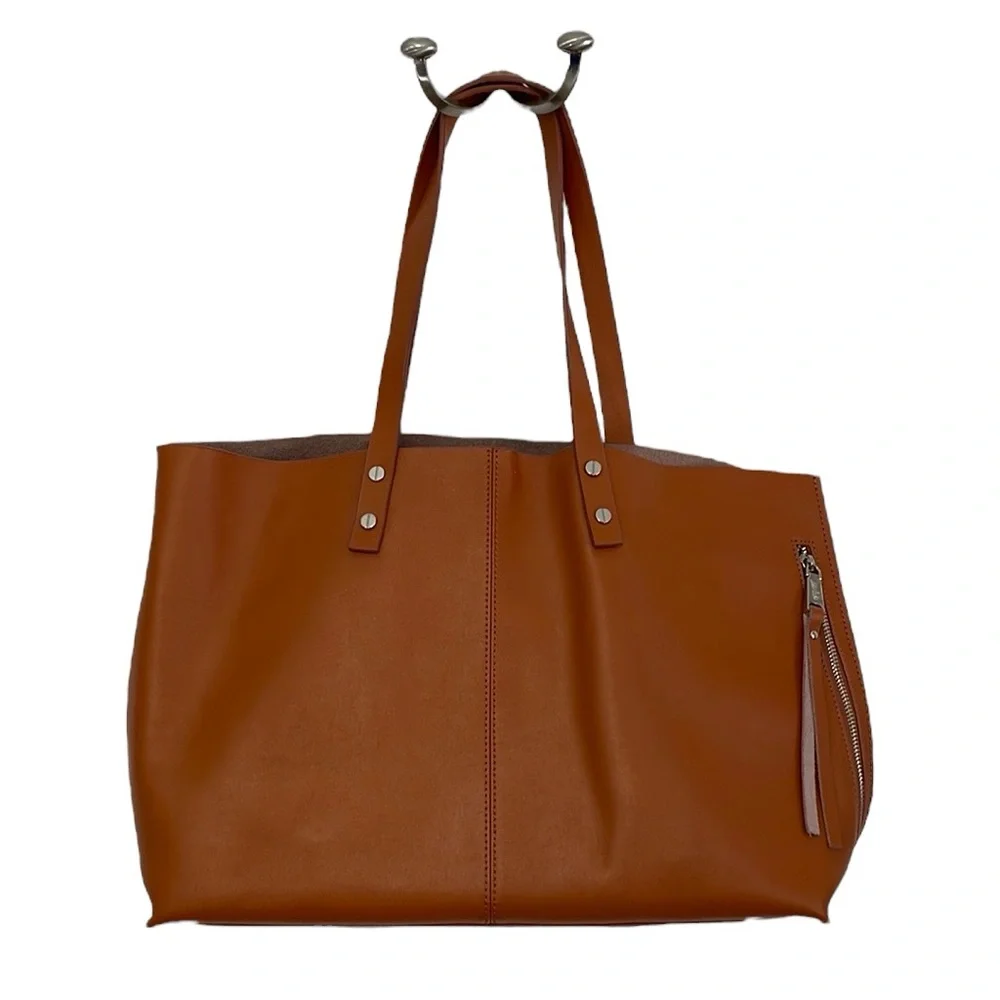 Co-Lab large tan leather‎ tote with attached wristlet. Excellent condition